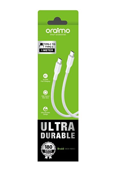 oraimo Braid 3A 60W Fast Charging Type-C to Type-C Cable 1M