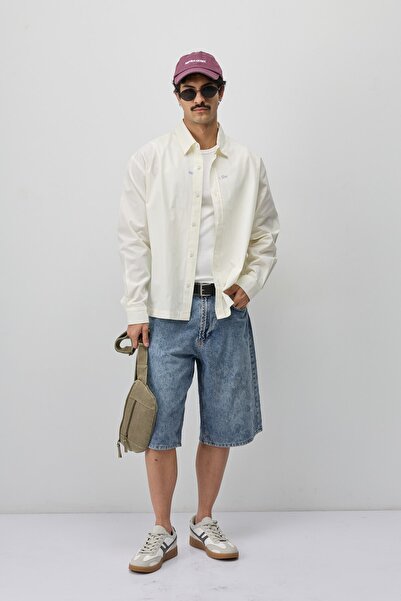 VAMOSCLO Long Sleeve Boxy Fit Shirt Ecru