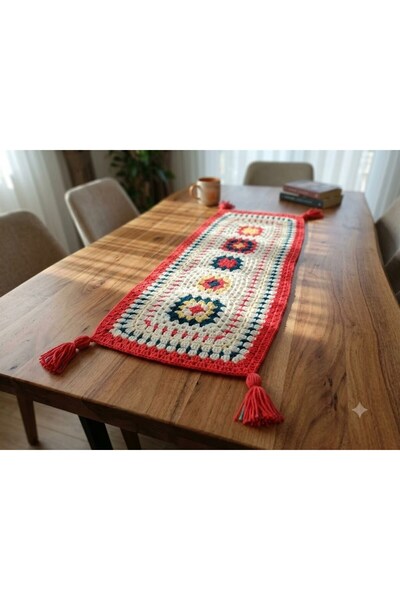eLm El Örgüsü Motifli Orlon Runner