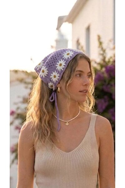 destini Women's Knitted Bandana Hair Bandana Waist Bandana Granny Square Bandana