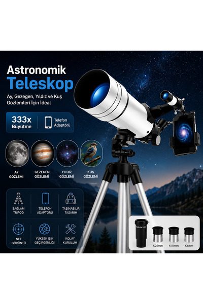 SHIPMENT 70400 Profesyonel Yüksek Çözünürlüklü Astronomik Teleskop 333X Ay Do...