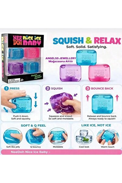 Pofika Needoh Nice Cube Sensory Squishy Stres Oyuncağı – Süper Yumuşak Kare 3...
