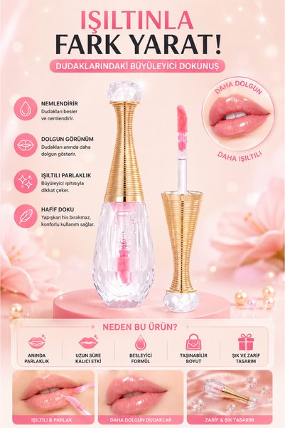 MİNGODAN Dudak Parlatıcısı Kristal Lüks Lip Gloss Yoğun Parlaklık Ve Nem Etki...