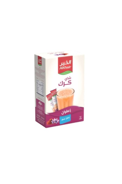 Alkhair الخير شاى كرك بالزعفران بدون سكر 15جم*12كيس