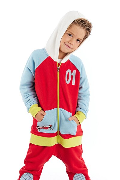 Colorinas Finish 01 Hooded Zippered Boys' Sweatshirt Cardigan