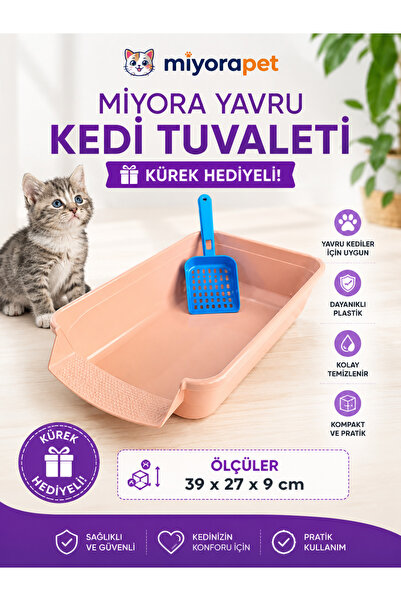 miyora Miyorapet Yavru Kedi Açık Kedi Tuvaleti 39x27x9 cm - Kürek Hediyeli