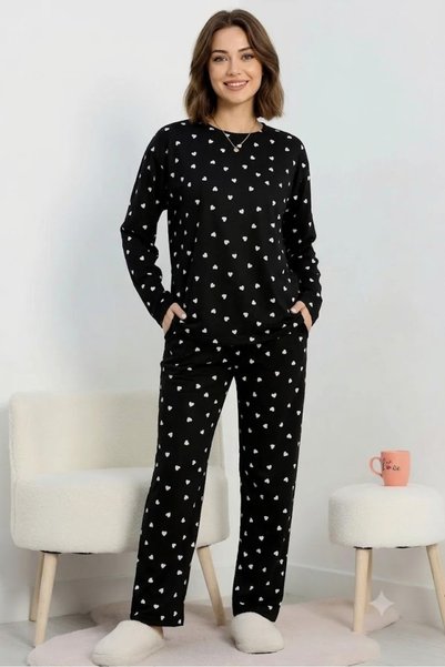 MARVELAS Kalpli Siyah Pijama Takımı