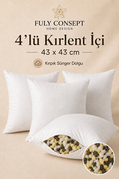 Fuly Consept Home Design Fuly Consept 4'lü Kırlent İçi 43x43 cm Kırpık Sünger...