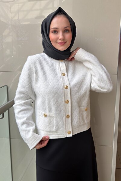 Missemramiss Cardigan tricotat midi cu detaliu cu nasturi