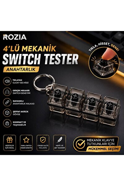ROZIA RGB Işıklı Mekanik Tuşlu Stres Oyuncağı Fidget Toy Click Sesli Mini Klavye Anahtarlık Rengarenk Gönderim Sağlanacaktır !!