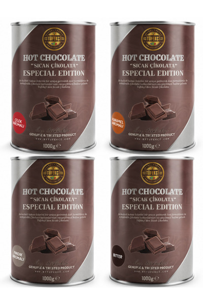 By Tüfekçi Sıcak Çikolata 4’lü Avantajlı Set 4 x 1000 Gr | Karamel, Bitter, F...
