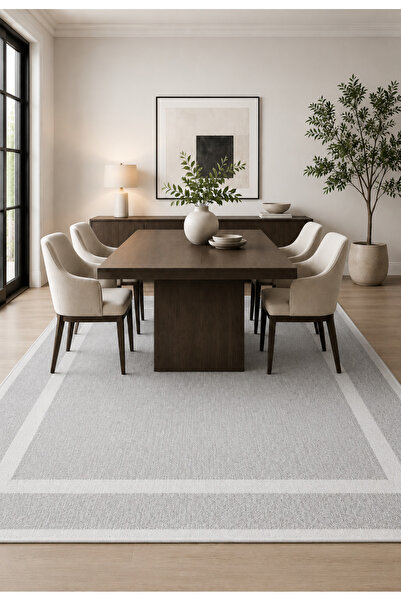 Halı Sepeti Modern Sisal 8001 Gri Krem Leke Tutmayan Kaymaz Taban Salon Mutfa...