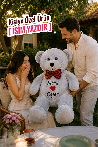 Pandamkee Kişiye Özel İsim Baskılı 120 Papyonlu 100 cm Büyük Ayıcık