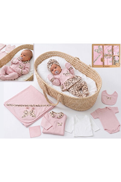 Pure Kids Store Kutulu %100 Organik Pamuk 10 Parça Kız Bebek Leopar Desenli v...