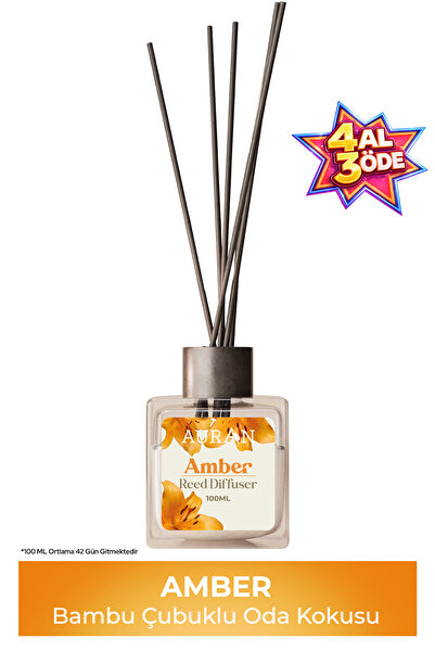 AURAN Amber - Amber Kare Bambu Çubuklu Oda Kokusu 100ml