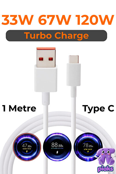 Piaks Xiaomi Turbo Şarj Kablosu Xiaomi Redmi Note 12 13 14 15 Pro +Plus Uyuml...