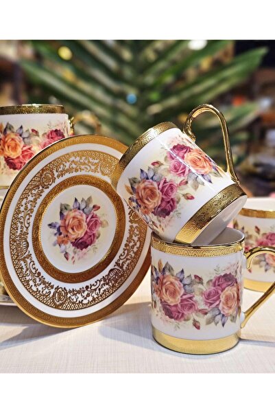 Onedekor 6'lı Porselen Velvet Rose Kahve Fincanı