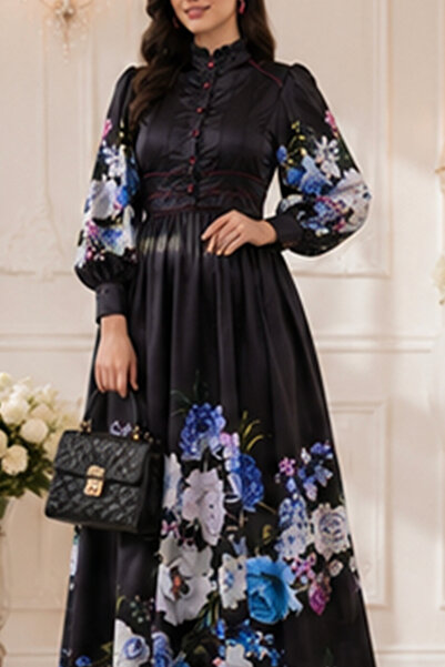 FRIST STYLE Turkish Satin Dress Modanik