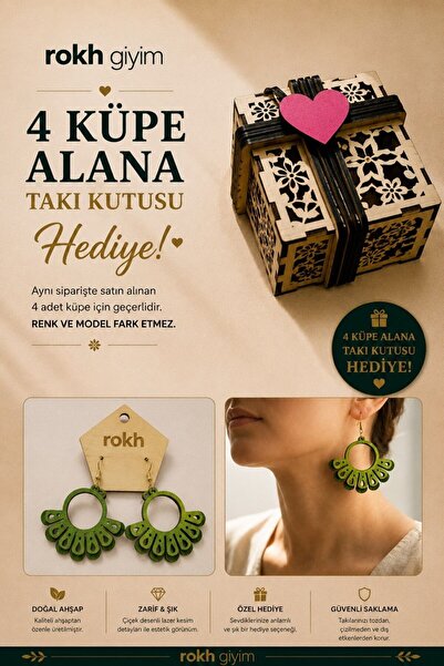 ROKH Women's Natural Wooden Design Earrings Gift