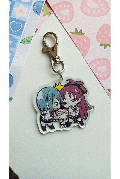 Atölye Moonlit Madoka Magica Kyoko Sayaka ve Madoka Anahtarlık
