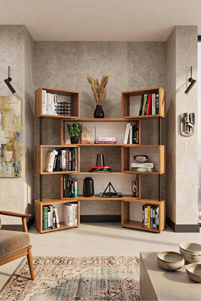Luxury Rotatable Adjustable Shelf Home Office Bookshelf 100% MDF Decorative Library Bookshelf DK02