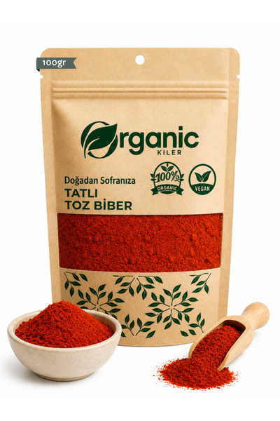 Organic Kiler Kırmızı Tatlı Toz Biber 100gr - Katkısız & Doğal
