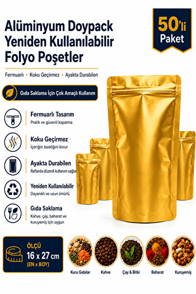 DOYPACK Aluminum Reusable Foil Packaging – 50-Piece Doypack, Odor-Proof, Stan...
