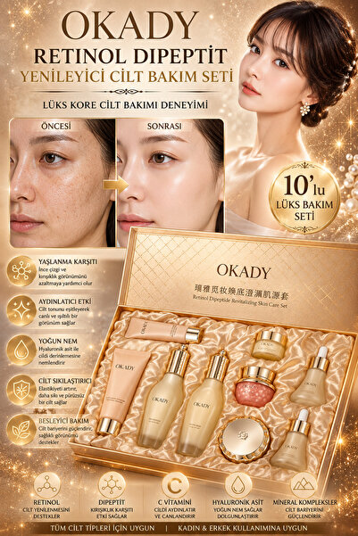 Mas Lord Retinol Dipeptit Yenileyici Kore Cilt Bakım Seti - Profesyonel Yüz B...