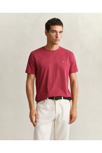 Gant Erkek Kırmızı Bisiklet Yaka Regular Fit Logolu T-Shirt