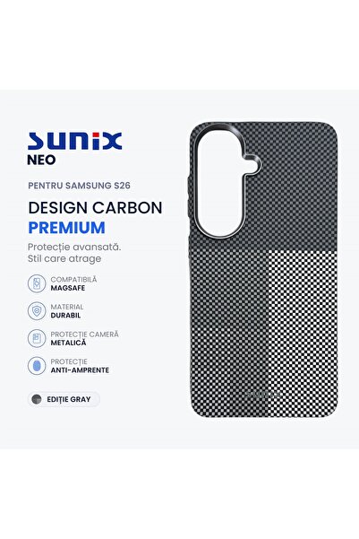Sunix Husa Neo pentru Samsung S26 S942, Compatibila MagSafe, Design Carbon Pr...