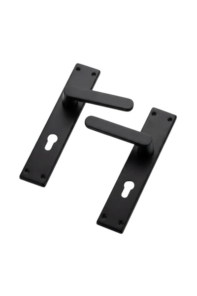 Tucra Matte Black Wooden Door Handle Set Straight Hand - Tokra