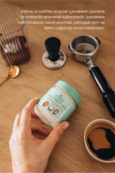 Monoville Hindistan Cevizi Yağı 200 ml Soğuk Sıkım Saf ve Doğal (Coconut Oil)