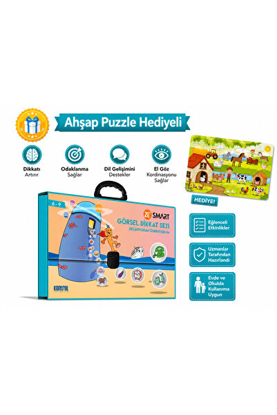 Kontrol Yayıncılık Zekare Smart Görsel Dikkat Seti 6-9 Yaş - Ahşap Puzzle Hed...