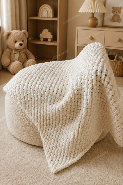 Custom Baby El Örgüsü Bebek Battaniyesi Hasır model - Alize Puffy İpten Yumuş...