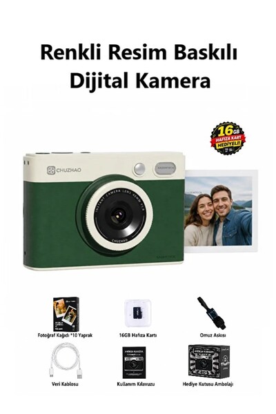 KAZEMTECH Dijital Retro Kamera Renkli Fotoğraf Baskı Çıkartma Özellikli Dahil...