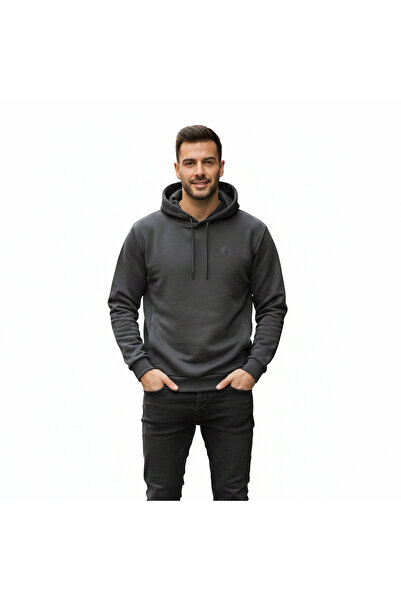 lumberjack SN73 Erkek Gri Kapüşonlu Sweatshirt