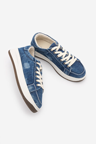 Marjin Women's Sneaker Thick Sole Denim Removable Beaded Buckle Sports Shoes ...
