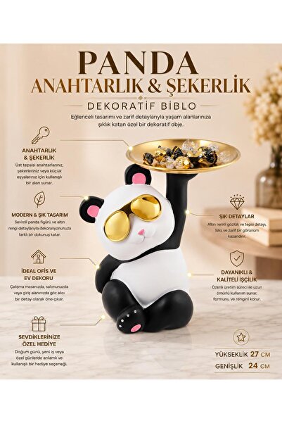 e-life shop Panda Anahtar Tepsisi Biblo 27 Cm Telefon Takı Organizeri Dekorat...