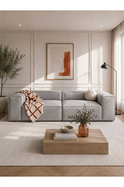 ERİZA Relax Soft 2 Modül Koltuk (Gri) Keten 122