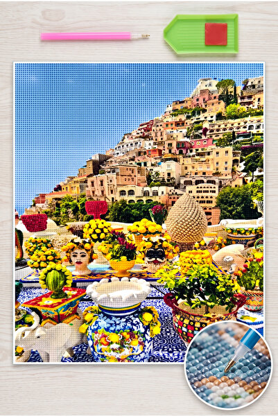 LİVA CRAFT Art & Craft Elmas Mozaik Tablo, 50x65cm Yöresel Şehir Boncuk Yapış...