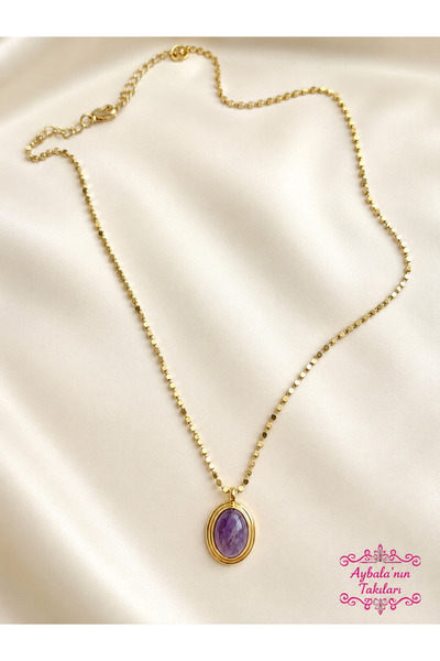 With Accessory Mor Taşlı Vintage Kolye