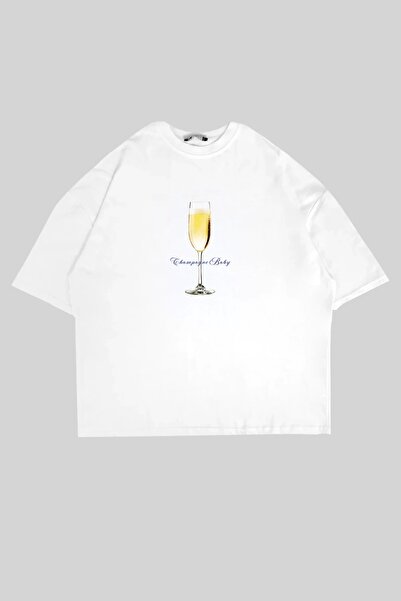 Tarzsokak Šampanjac Baby Štampano Bela Oversize kroj Unisex