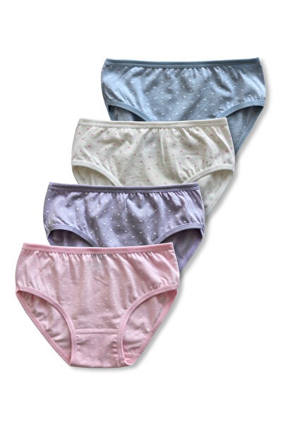 Panfilia %94 Pamuklu Kız Çocuk Kalp Desenli Külot 4'lü Set / Slip / İç Çamaşı...