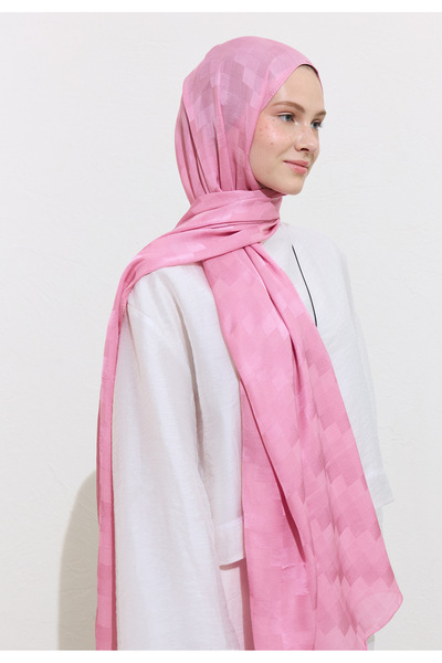 Freshscarfs Nori İpeksi Jakar Şal Pembe