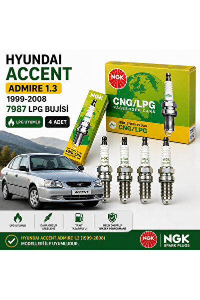 NGK LPG Buji Takımı 4 Adet Hyundai Accent Admire 1.3 1999-2008 Uyumlu