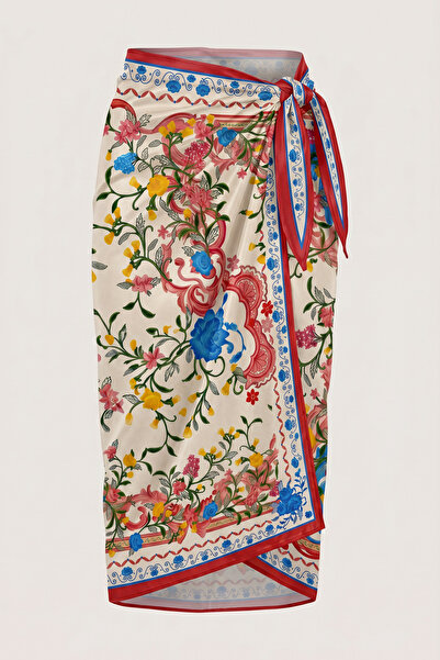 AQUABERRY Capri Garden Patterned Beach Pareo - Shiny Fabric That Doesn'T Show...