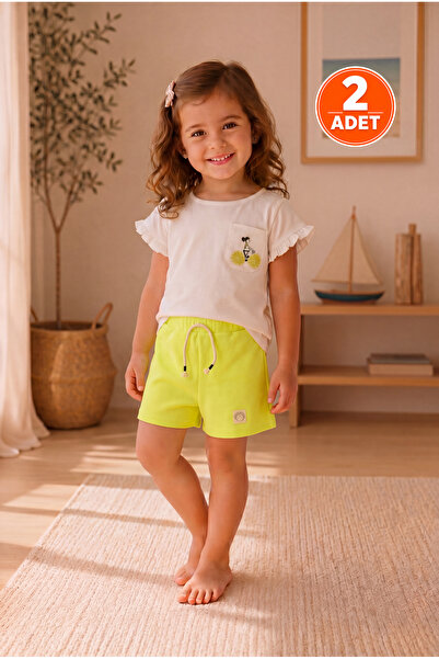 ZUMI BABY KIDS Yeşil Unisex Çocuk Şortu Pamuklu Yazlık Günlük Şort