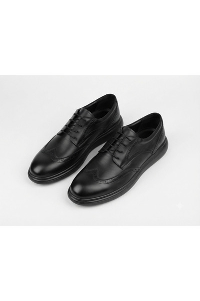 Growish Gr0405 Genuine Leather Orthopedic Black Men's Shoes