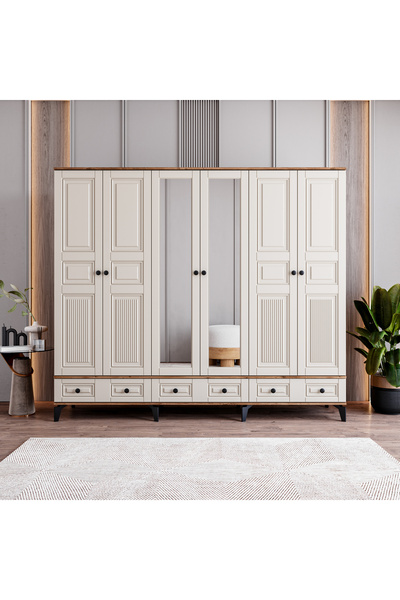 MONZIO Terra 6 Kapaklı Çekmeceli Gardırop %100 MDF