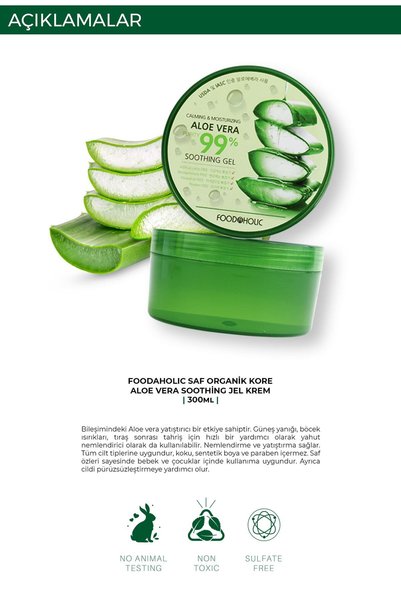 FOODAHOLIC Pure Organic Soothing Korean Aloe Vera Soothing Gel Cream